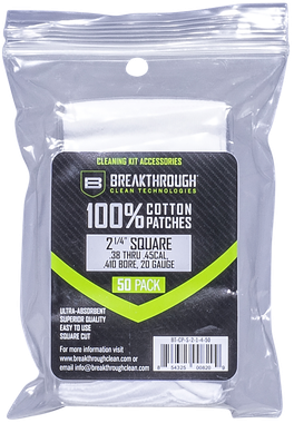 Breakthrough Clean BTCPS21450 Square Cleaning PatchesFor .38-.45 Cal & .410-20 Gauge 2.25" 50 Pack/6 per case