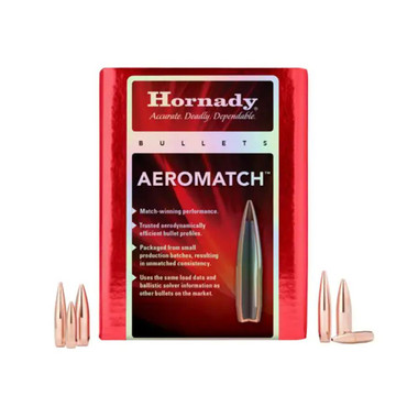 Hornady Aeromatch Rifle Bullets 22 CAL .224 69 GR HPBT(1-9") 100 RDS
