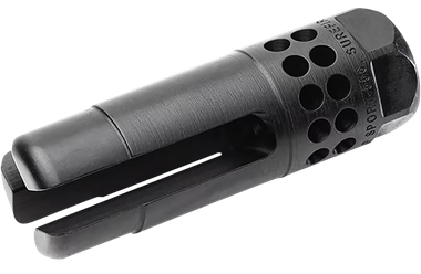 SureFire WARCOMPSPORT7625824 Warcomp Sport Flash Hider 30 Cal (7.62mm NATO) 5/8"-24 tpi, Open Tine 3-Prong, Ported Black Stainless Steel for AR/M4 Platform