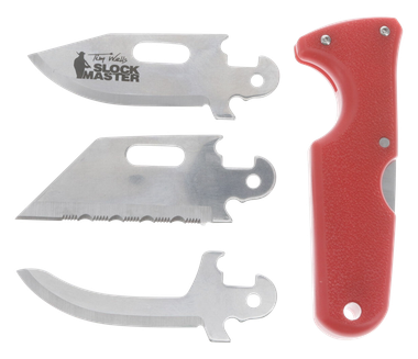 Cold Steel CS40ATZ Click-N-Cut Slock Master 2.50" Fixed Caping/Clip/Utility Plain/Serrated Satin 420J2 SS Blade Red Textured ABS Handle Includes Sheath
