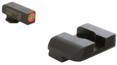 AmeriGlo GL434 Protector Sight Set for GlockGreen Tritium Orange Outline Front Sight-Black Serrated Rear Sight