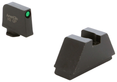 AmeriGlo GL810 Optic Compatible Sight Set for Glock2XL Tall Green Tritium Black Outline Front Sight-Black Rear Sight