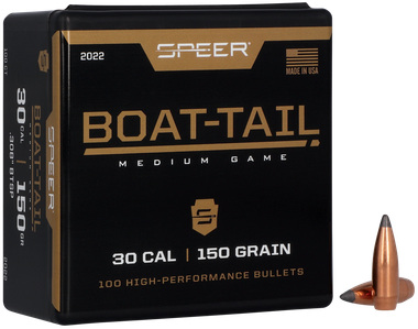 Speer 2022 Boat-Tail30Cal 150gr Jacketed Soft Point Boat Tail 100 Per Box/5 Case