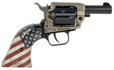 Heritage Mfg BK22CH2USFLAG Barkeep22 LR 6 Shot 2.67" Black Oxide Steel Barrel & Cylinder, Simulated Case Hardened Zinc Alloy Frame, US Flag Polymer Grips