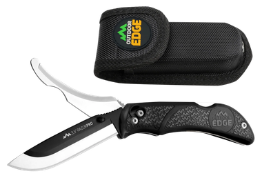 Outdoor Edge RO10C RazorPro3.50" Folding Razor/Gut Plain 420J2 SS Blade, Black TPR Handle, Includes Replacement Blades