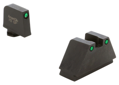 AmeriGlo GL815 Optic Compatible Sight Set for Glock3XL Tall Green Tritium Black Outline Front Sight-Green Tritium Black Outline Rear Sight