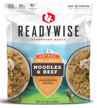 ReadyWise RW05004 Trailhead Noodles & Beef2.5 Servings In A Resealable Pouch, 6 Per Case