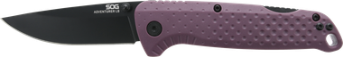 S.O.G SOG13110443 Adventure LB 3.50" Folding Drop Point Plain Black TiNi 5Cr15MoV Blade, Dark Purple Textured GRN Handle