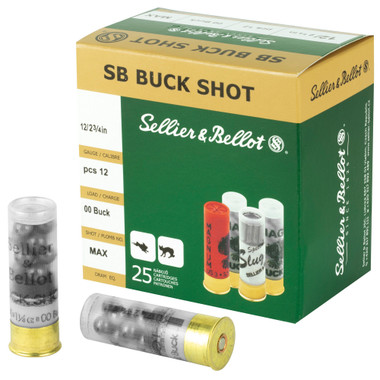 Sellier & Bellot 12 Gauge Ammo 1-1/4 oz #00 Buck Ammunition - 25 Rounds