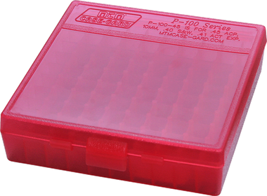 MTM Case-Gard P100929 Ammo Box Flip-Top Multi Caliber Clear Red Polypropylene 100rd