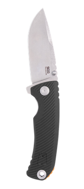 S.O.G SOG11060243 Tellus ATK 3.50" Folding Clip Point Plain Stonewashed Cryo 440C SS Blade/ Black Textured w/Orange Backspacer GRN Handle Includes Belt Clip