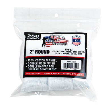 Pro-Shot 2" Round 100% Cotton Patches 250/ct