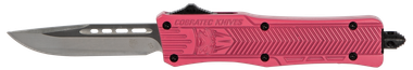 CobraTec Knives SPKCTK1SDNS CTK-1Small 2.75" OTF Drop Point Plain D2 Steel Blade/Pink Aluminum Handle Features Glass Breaker Includes Pocket Clip