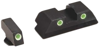 AmeriGlo GL119 Classic Tritium Sight Set for GlockGreen Tritium White Outline Front Sight-Green Tritium White Outline Rear Sight