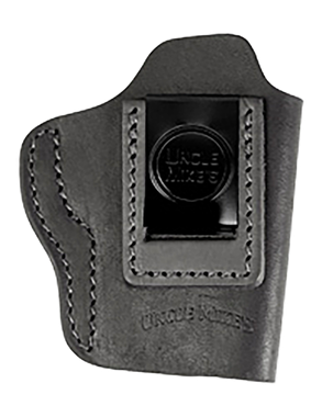 Uncle Mikes-leather(1791) UMIWB3MBLA Inside the Waistband IWB Size 03, Matte Black Leather, Compatible w/Taurus GX4, Glock 42/43, Belt Clip Mount Right Hand