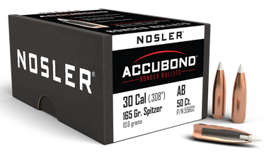 Nosler 55602 AccuBond30Cal 165gr Spitzer Point 50/Box