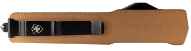 Templar Knife MAAB321 Premium LWSlim 8.09" OTF Drop Point Plain Black Oxide Stonewashed Powdered D2 Steel Blade, 4.93" Bronze Anodized Aluminum Handle
