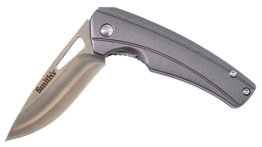 Smiths Products 51246 Istana2.75" Folding Drop Point Plain Satin 400 SS Blade/Gray Anodized Aluminum Handle Includes Pocket Clip