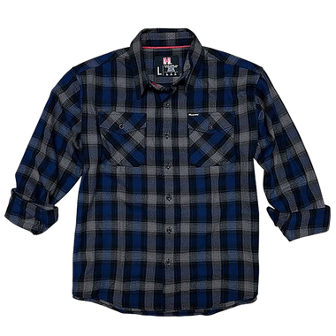 Hornady Gear 32205 Flannel Shirt2XL Navy/Black/Gray,Cotton/Polyester, Relaxed Fit Button Up