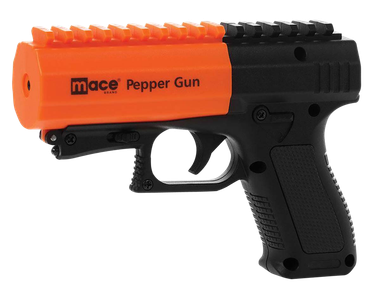 Mace 80586 Pepper Spray Gun 2.0OC Pepper UV Dye 7 Bursts Range 20 ft Black/Orange Includes LED Light