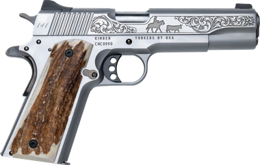 Collectible only 200 made CNCCATTLEMAN Kimber 1911 Cattleman 45 ACP 7+1 5" Stainless Steel Barrel, Stainless Scenic Cattleman Engraved Slide, Stainless Frame