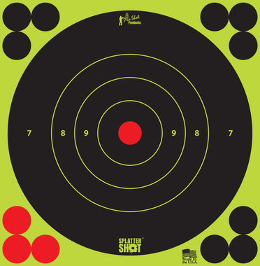 Pro-Shot 6BGREEN12PK SplatterShotSelf-Adhesive Paper Black/Green 6" Bullseye 12 Pack