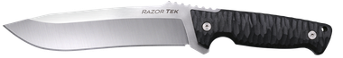 Cold Steel CSFX65RZR Razor TekEDC 6.50" Fixed Clip Point Plain Satin 4116 Krupp SS Blade, 6.13" Black Textured