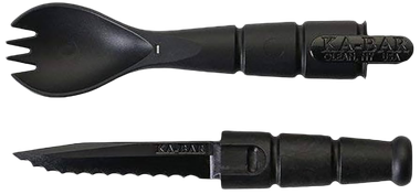 Ka-Bar 9909 Spork/KnifeBlack Creamid 2.50" Serrated 6.88" Long