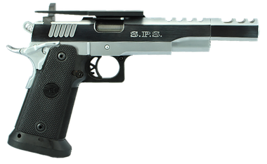 TriStar 85680 SPS Vista Long 1911 38 Super 21+1, 5.50" Black Match Grade Threaded Barrel, Chrome Ported/Serrated Steel Slide, Chrome Steel Frame w/Beavertail, Black Polymer Grip