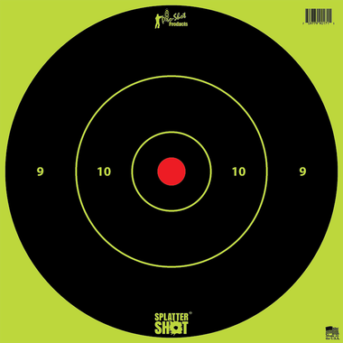 Pro-Shot 12BGREENTG12PK SplatterShot12" Bullseye Hanging Heavy Paper Black/Red Impact Enhancement Yes White 12 PK