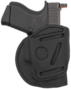 1791 Gunleather 4WH3SBLL 4-WayIWB/OWB Size 03 Stealth Black Leather Belt Clip Compatible w/Glock 26/Ruger LC9/S&W M&P Shield/2.0 9/40 Left Hand