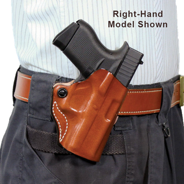DeSantis Gunhide 019TB7WZ0 Mini ScabbardOWB Tan Leather Belt Slide Fits Springfield Prodigy w/wo Red Dot Fits 4.25" Barrel Left Hand