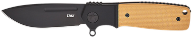 CRKT K245BKP Homefront Compact 2.91" Folding Plain Black DLC S35VN SS Blade, Black/Tan G10 Handle