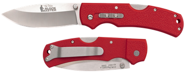 Cold Steel CS23JK Double Safe Slock Master 3.50" Folding Drop Point Plain 8Cr13MoV SS Blade/Red Textured GFN Handle Includes Pocket Clip