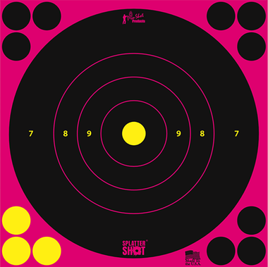 Pro-Shot 8BPINK6PK SplatterShotSelf-Adhesive Paper Black/Pink 8" Bullseye 6 Pack