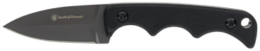 Smith & Wesson Knives 1193156 H.R.T. Neck Knife Fixed Spear Point/Plain Titanium Nitride Coated 8Cr13MoV SS Blade/Black G10 Handle Includes Sheath