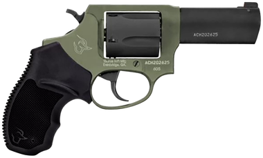 Taurus 260531F Defender 605SA/DA 357 Mag/38 Special +P 5rd 3", Black Barrel/Cylinder, Sniper Green Frame, Black Hogue Rubber Grip, Fixed Front Sight