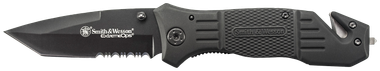 Smith & Wesson Knives SWFR2SCP Extreme Ops3.30" Folding Tanto Part Serrated Stainless Steel Blade 4.70" Black Includes Pocket Clip