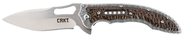 CRKT 5460 FossilCompact 3.41" Folding Drop Point Plain Satin 8Cr13MoV SS Blade, Brown G10/SS Handle, Includes Pocket Clip