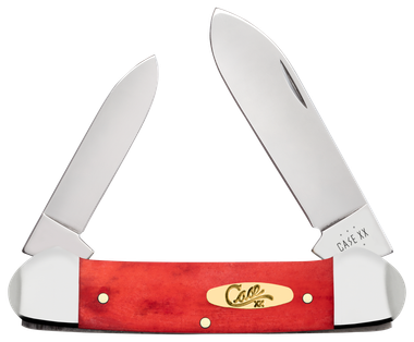 Case 10765 CanoeFolding Pen/Spear Plain Mirror Polished Tru-Sharp SS Blade, Smooth Red Bone/SS Handle