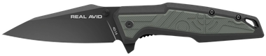 Real Avid AVRAV1 RAV-13.25" Folding Modified Clip Point Plain Black Oxide 4Cr14 Blade, Grip Plates GFN Handle, Clamshell Pkg