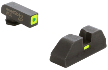 AmeriGlo GL614 CAP Sight Set for GlockGreen Tritium LumiGreen Outline Front Sight-LumiGreen Bar Rear Sight