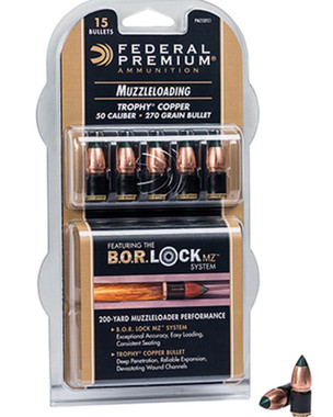 Federal Premium Trophy Copper Muzzleloader Bullets .50 cal 270 gr Poly Tip15/box