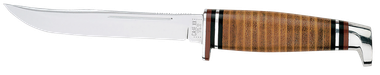 Case 381 Utility Hunter 5" Fixed Clip Point Plain Mirror Polished Tru-Sharp SS Blade/4.50" Grooved Leather Handle Includes Sheath