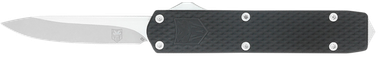 CobraTec Knives MNBLKMGEN2DNS Mini Mamba Gen II 2.25" OTF Plain Stonewashed D2 Steel Blade, 3.38" Black Textured Anodized Aluminum Handle