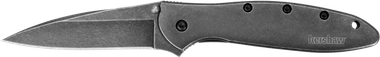 Kershaw 1660BLKW Leek3" Folding Drop Point Plain Black DLC 14C28N Steel Blade Blackwash 410 Stainless Steel Handle Includes Pocket Clip