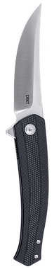 CRKT 7060 PersianEDC 3.44" Folding Trailing Point Plain Satin D2 Steel Blade, Black Textured GRN Handle