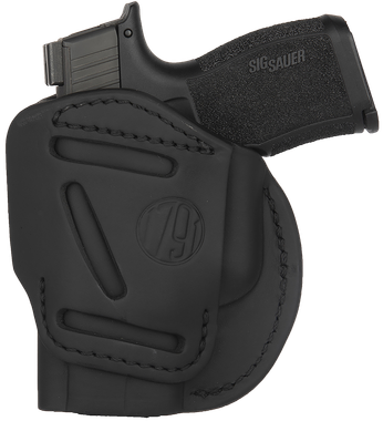 1791 Gunleather 4WH3SBLR 4-WayIWB/OWB Size 03 Stealth Black Leather Belt Clip Compatible w/Glock 26/Ruger LC9/S&W M&P Shield/2.0 9/40 Right Hand