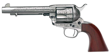Taylors & Company 550927 1873 Cattleman 45 Colt (LC) Caliber with 5.50" Barrel, 6rd Capacity Cylinder, Overall White Floral Engraved Finish Steel & Walnut Grip