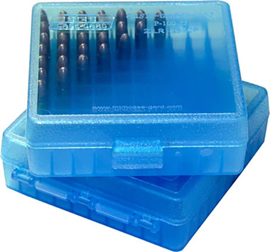 Ammo Box 100 Round 9mm Flip Top Clr/Blue